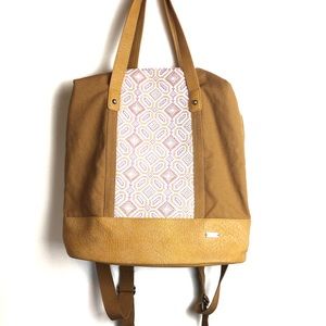 Roxy Tan Canvas Tote Bag / Backpack / Weekender